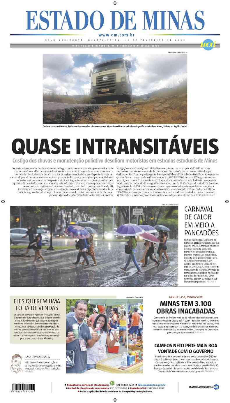 Confira A Capa Do Jornal Estado De Minas Do Dia 15 02 2023