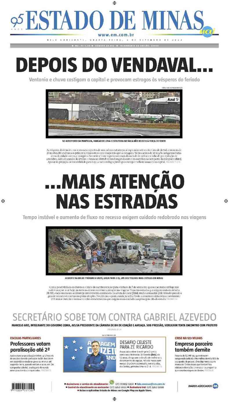 Confira A Capa Do Jornal Estado De Minas Do Dia 06 09 2023