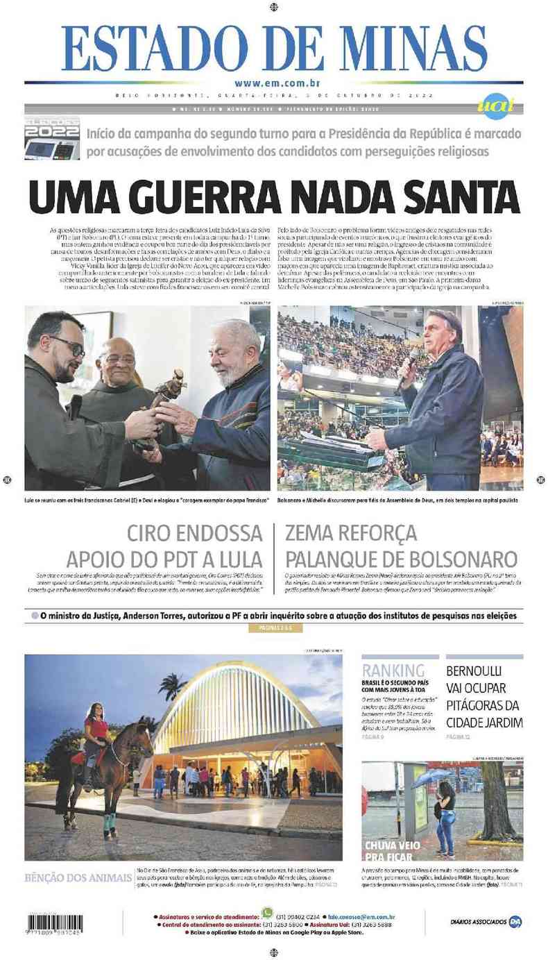 Confira A Capa Do Jornal Estado De Minas Do Dia