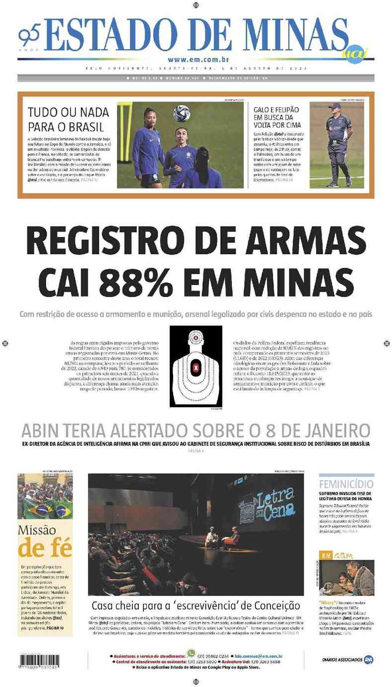 Confira A Capa Do Jornal Estado De Minas Do Dia