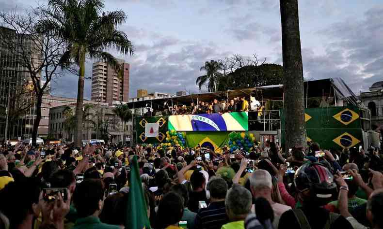 Jair Bolsonaro, presidente da Repblica e candidato  reeleio, durante discurso na Praa da Liberdade, em 24 de agosto