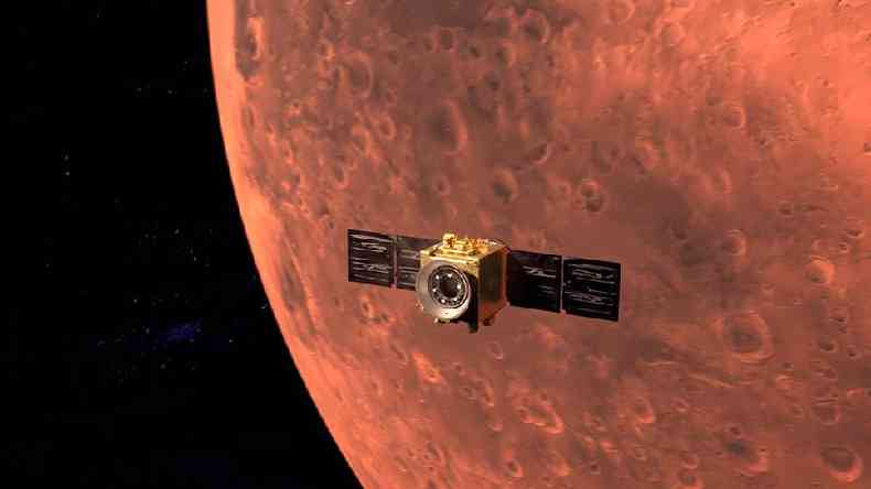 A Hope, missão enviada pelos Emirados Árabes Unidos, entrou na órbita de Marte na última terça-feira(foto: MBRSC)