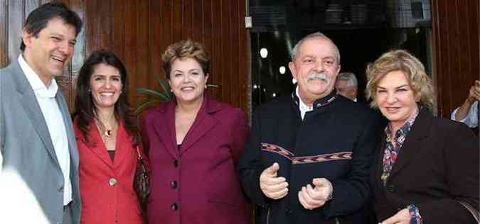 Lula almoou nesta sexta-feira, em So Paulo, com a presidente Dilma Rousseff e o pr-candidato a prefeitura paulista, Fernando Haddad.(foto: Ricardo Stuckert/Instituto Lula)