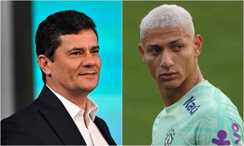 Montagem com Sergio Moro a esquerda e Richarlison a direita