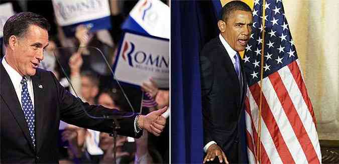 Mitt Romney que enfrentar Barack Obama nas eleies presidenciais de novembro(foto: REUTERS/Jim Bourg // AFP Photo/Jewel Samad)