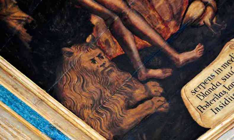 Reza a tradio que o leo pintado no coro da matriz pelo portugus Antnio Rodrigues Bello teria as feies do artista (foto: TLIO SANTOS/EM/D.A PRESS)