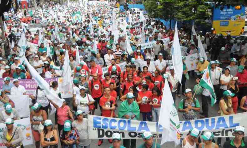 Protesto de trabalhadores rurais contra Reforma da Previdncia no centro da capital mineira, na semana passada(foto: Paulo Filgueiras/EM)