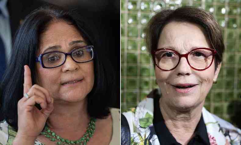 Ministras Damares Alves (Mulher, Famlia e Direitos Humanos) e Tereza Cristina (Agricultura) foram elogiadas por Bolsonaro(foto: Srgio Lima/AFP)
