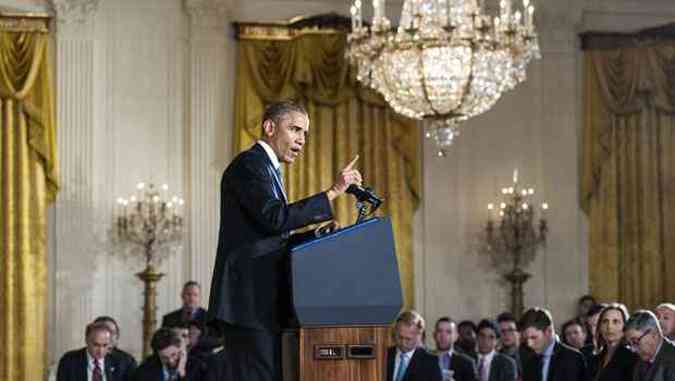 Presidente Barack Obama discursou em coletiva de imprensa na Casa Branca(foto: BRENDAN SMIALOWSKI/AFP)