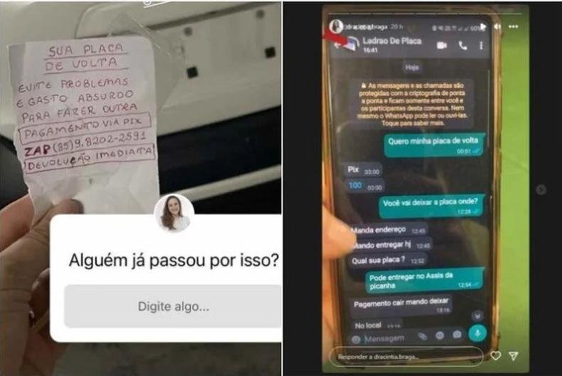 ladr�o rouba placa de carro e pede resgate