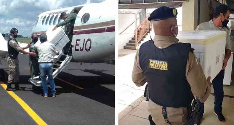 Sexta-feira: chegada da sexta remessa da SRS Tringulo Sul no aeroporto de Uberlndia no final da manh e, no comeo da tarde, chegada das novas doses na rede de frios da sede da regional, em Uberaba(foto: Mauricio Ferreria/Divulgao )