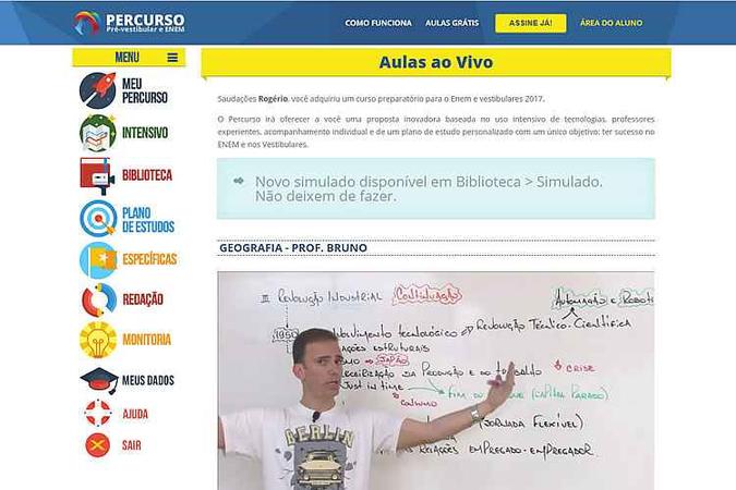 Percurso Pré-Vestibular: cursinho mineiro totalmente online.(foto: Divulgação) Percurso Pré-Vestibular: cursinho mineiro totalmente online.(foto: Divulgação)