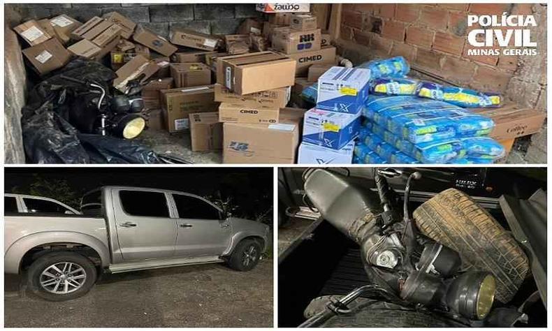 Remdios recuperados e veculos apreendidos pela Polcia Civil