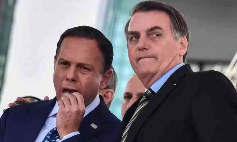 Doria e Bolsonaro em solenidade no final de 2019, quando ainda eram aliados(foto: AFP)