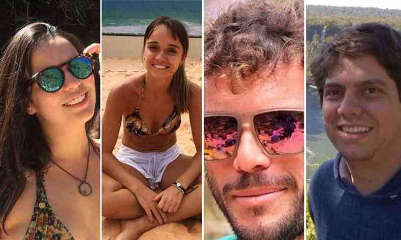 Pollyana, que nadava na cachoeira e Mariana, Alexsandro e Maurlio, que praticavam rapel, foram surpreendidos pela tromba d'gua e morreram (foto: Reproduo/Facebook/Instagram)