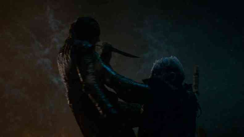Arya (Maisie Williams) e o Rei da Noite (Vladimir Furdik) em cena decisiva do episdio (foto: Fotos: HBO/DIVULGAO )