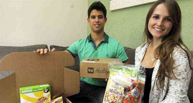 Diego Henrique Milhorato Ventura e Ana Rachel de Alvarenga Santos, da Healthybox, apostaram no segmento de alimentação natural(foto: Jair Amaral/EM/D.A PRESS)