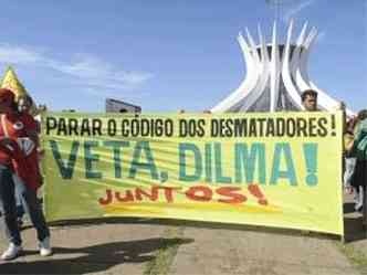 Manifestantes em Braslia, hoje(foto: Agncia Brasil )