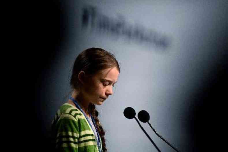 A ativista ambiental Greta Thunberg na Conferncia do Clima, em Madri(foto: CRISTINA QUICLER/AFP)