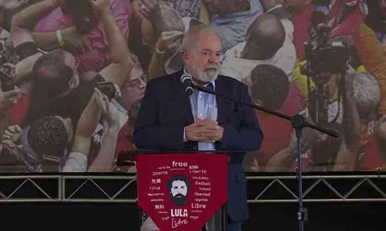 Lula discursou Sindicato dos Metalrgicos do ABC, em So Bernardo do Campo(foto: Reproduo/YouTube Lula)