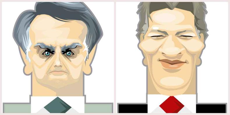 Jair Bolsonaro (PSL) aparece à frente de Fernando Haddad (PT) na pesquisa boca de urna(foto: Arte/Estado de Minas) Jair Bolsonaro (PSL) aparece à frente de Fernando Haddad (PT) na pesquisa boca de urna(foto: Arte/Estado de Minas)