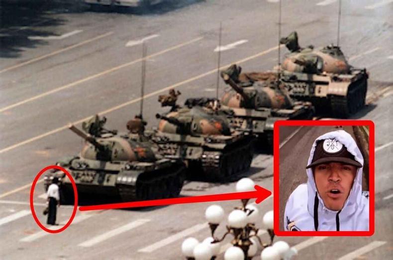 Meme compara Josias, presidente da Galoucura, com foto do 'Rebelde Desconhecido'