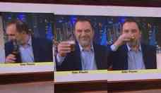 Comentarista da GloboNews bebe cerveja ao vivo e surpreende colegas; veja 