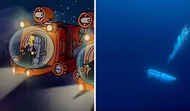 Cena de Os Simpsons e fotodo submarino Titan