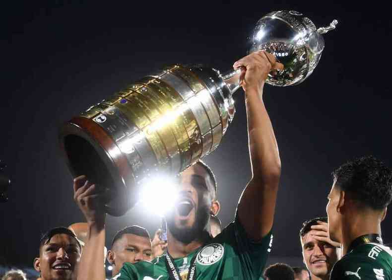 Time do Palmeiras comemora conquista da Libertadores