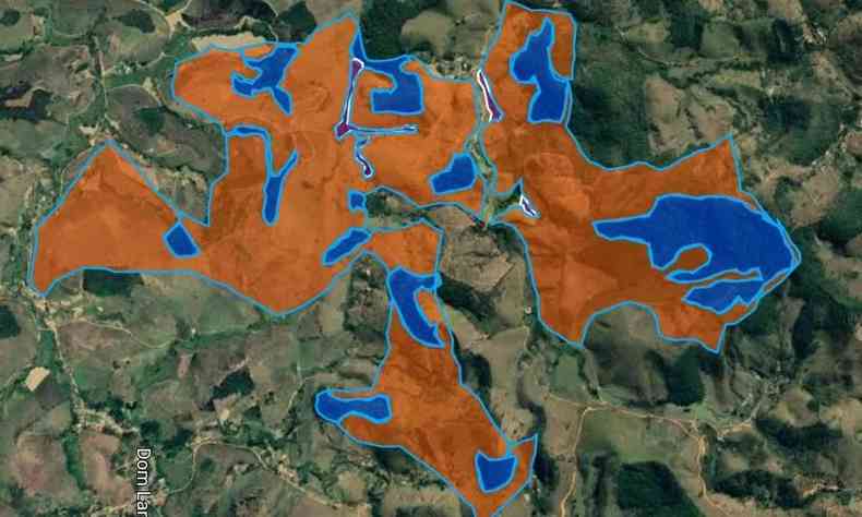 A rea atingida est em destaque no mapa