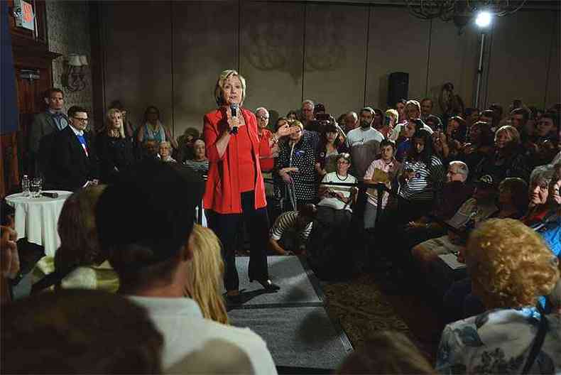 Hillary Clinton durante discurso em New Hampshire.(foto: Darren McCollester/Getty Images/AFP )