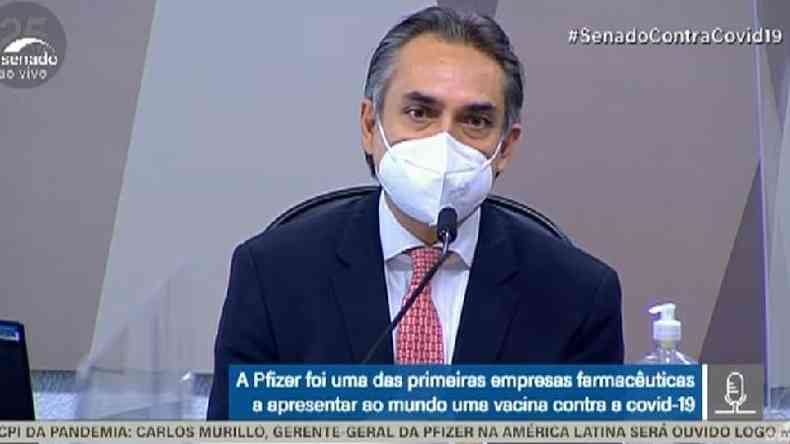 Carlos Murillo foi presidente da Pfizer no Brasil em 2020(foto: Reproduo\Tv Senado)