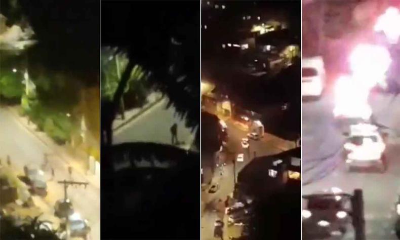 Criminosos saíram da rua após a chegada da Polícia Militar(foto: Redes Sociais/Reprodução) Registro feito por um morador da região e postado nas redes sociais