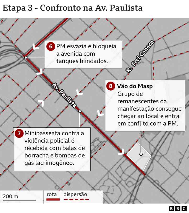 Mapa dos acontecimentos registrados em 13 de junho de 2013