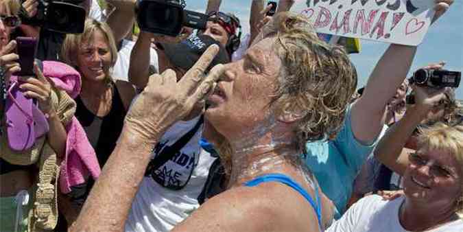 A atleta partiu no sbado de Havana e completou a prova nesta segunda-feira.(foto: AFP PHOTO/FLORIDA KEYS NEWS BUREAU )