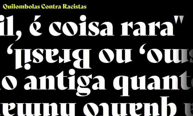 Pgina inicial do site do projeto Quilombolas Contra Racistas
