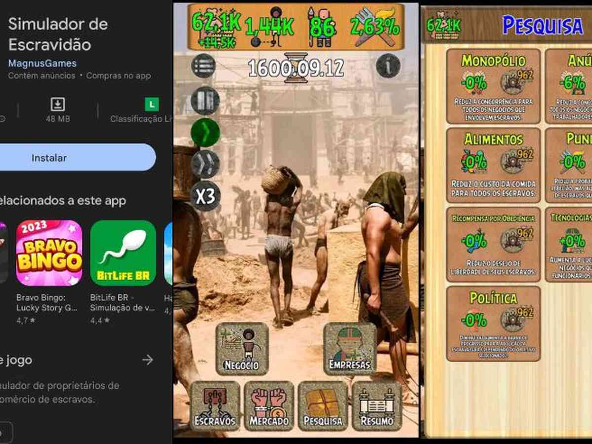 MP investiga jogo de celular que simulava comércio de escravos
