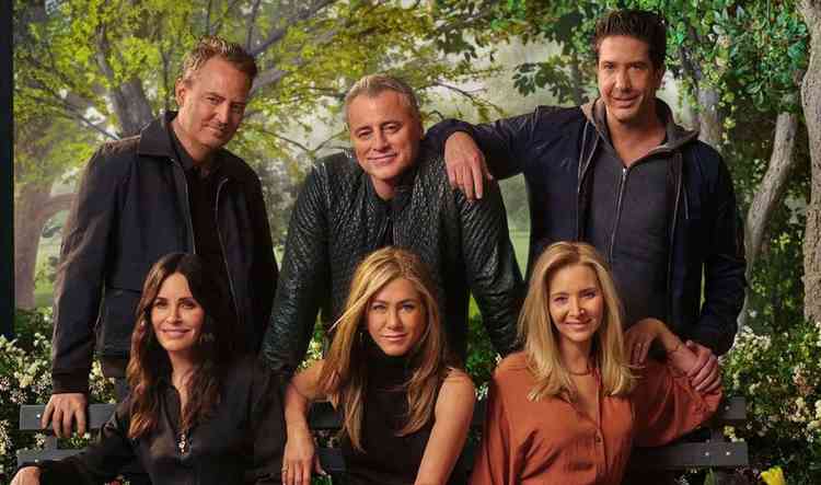 Elenco de 'Friends' durante o episdio especial da srie, em 2021