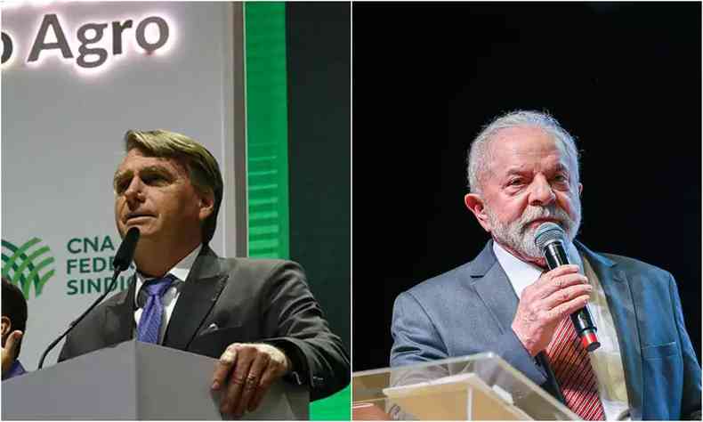 Imagem mostra Bolsonaro no lado esquerdo e Lula no lado direito