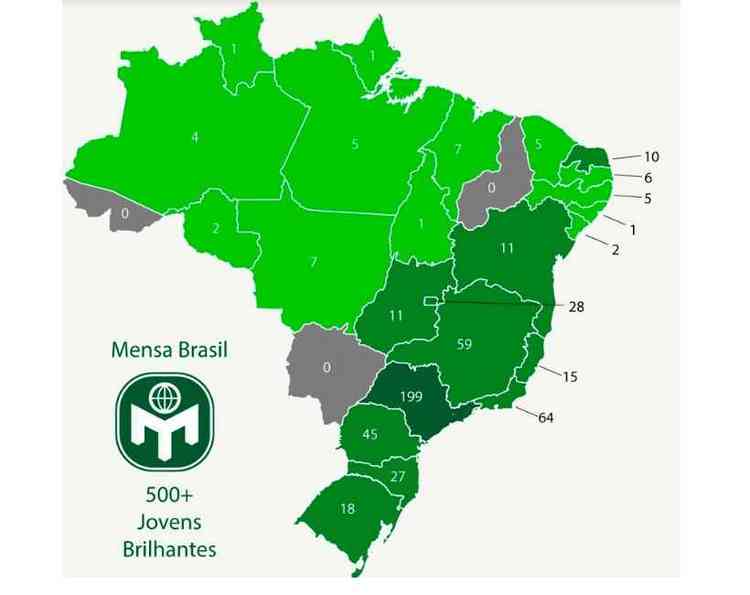 Mapa de QIs no Brasil