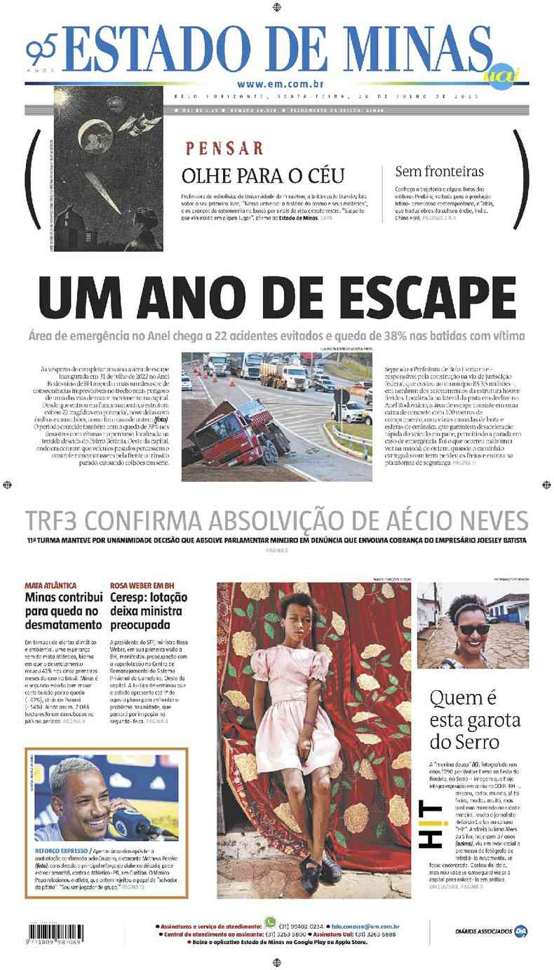 Confira a Capa do Jornal Estado de Minas do dia 31/07/2018