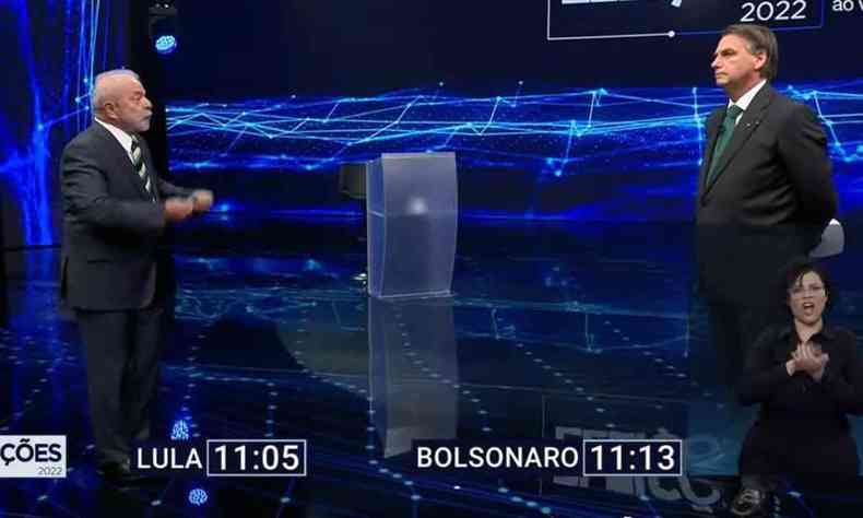 Lula e Bolsonaro no debate da Band