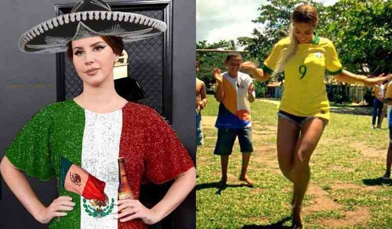 Montagem de Lana Del Rey como Mxico e Beyonc como Brasil