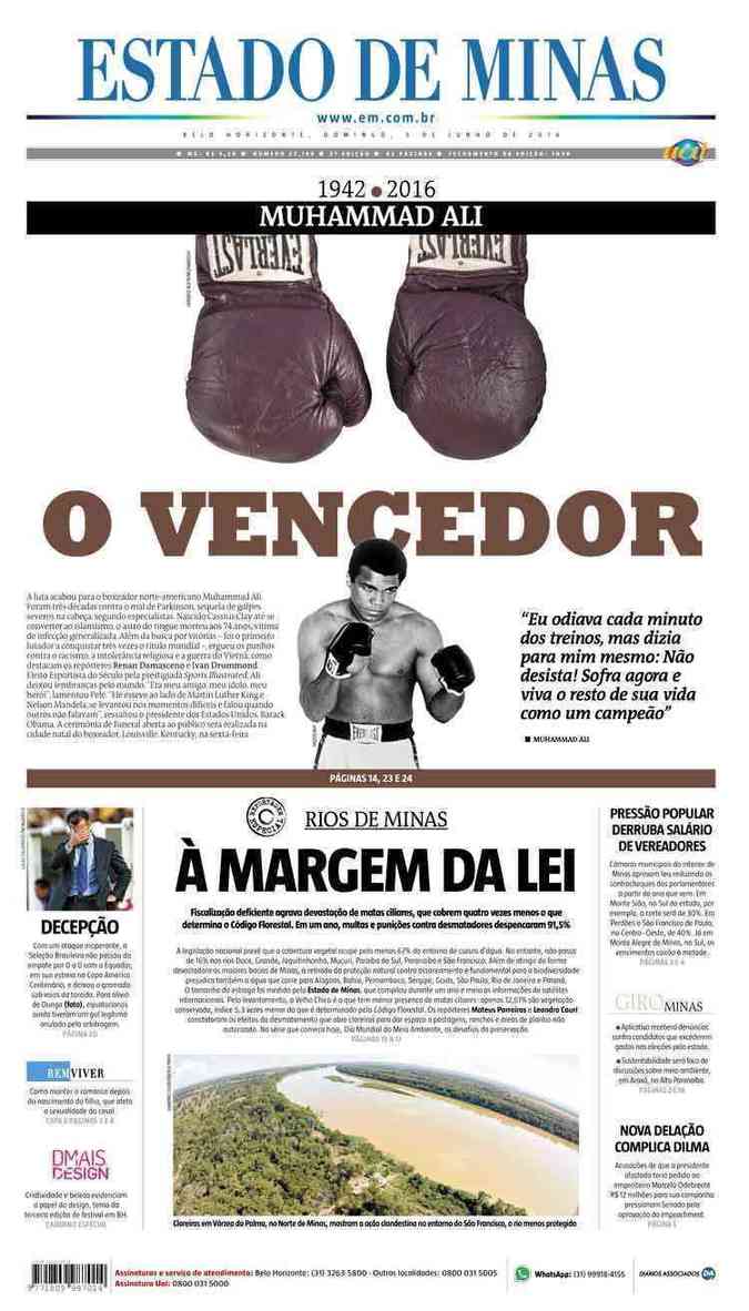 Confira a Capa do Jornal Estado de Minas do dia 05/06/2016