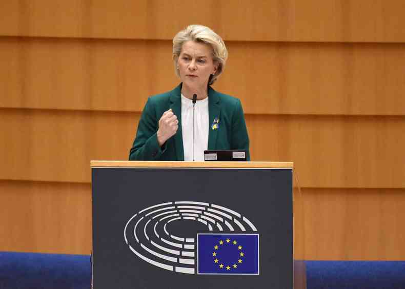 A presidente da Unio Europeia, Ursula von der Leyen, disse que pretende 'proibir a mquina miditica do Kremlin'