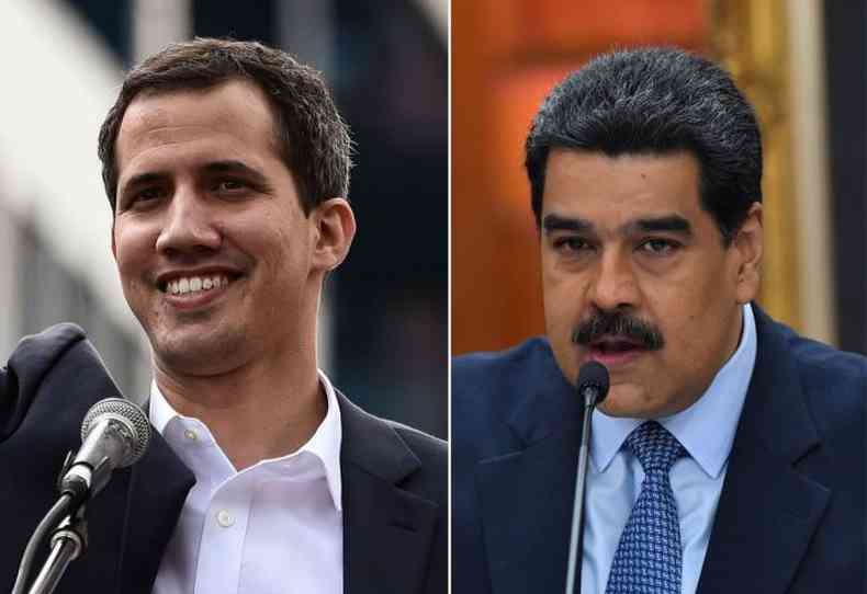 Juan Guaid e Nicols Maduro chegaram a um acordo para obter recursos destinados a enfrentar a propagao do novo coronavrus na Venezuela(foto: Yuri CORTEZ e Federico PARRA / AFP)