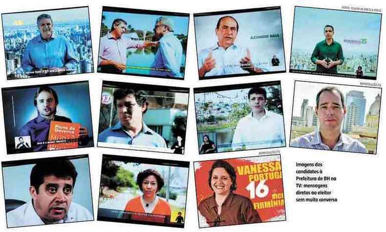 Imagens dos candidatos  Prefeitura de BH na TV: mensagens diretas ao eleitor sem muita conversa (foto: Reproduo TV/Euler Junior )