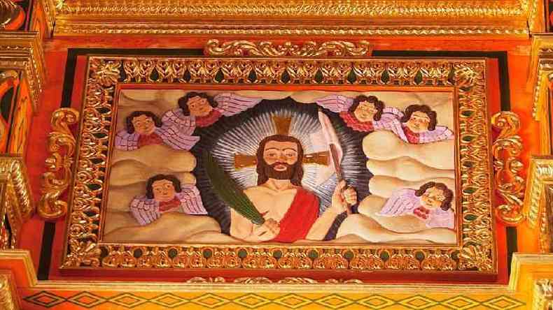 Ou esta imagem de Cristo ressuscitado em estilo barroco mestio no altar principal da misso jesuta de Concepcin, no departamento de Santa Cruz, na Bolvia?(foto: Getty Images)