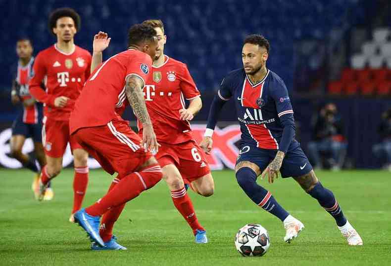 Neymar foi um dos que comandaram a classificao do PSG s semifinais nos duelos com o Bayern de Munique (foto: FRANCK FIFE/AFP)
