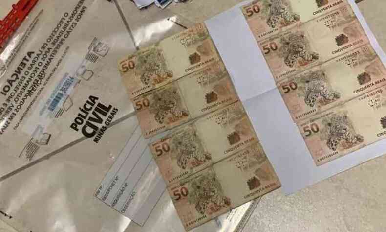 Dinheiro em notas de R$ 50 apreendido pela Polcia Civil